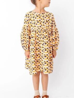 Alice + Ames 3T Girls Yellow Floral cotton Dress | boho toddler dress